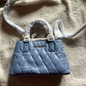 Blue Quilted Leather Handbag